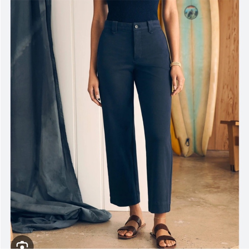 FAHERTY Women’s 6 Coastline Stretch Chino Ankle Navy Blue Ankle Cropped Wide Leg